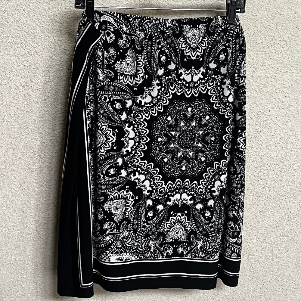 Chicos Black & White Pull On Pencil Skirt Chico's sz 3, Women's Size XL